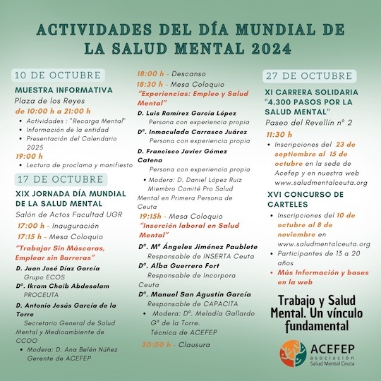 Program of the Ceuta Mental Health Association (Acefep) on World Mental Health Day 2024