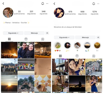 Two profiles on the social network Instagram that show the world who a person is or who they want to be.