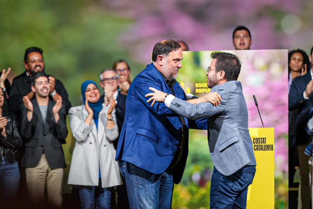 Junqueras and Aragonès at the central ERC rally in this campaign.